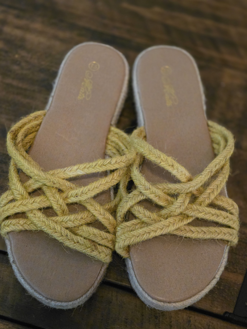 Woven Rope Slide Sandals - Yellow